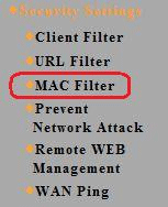 Tenda Settings MAC Filter
